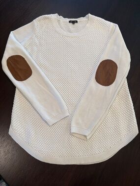 Lefty & Me Ivory Sweater – Elbow Patch Detail